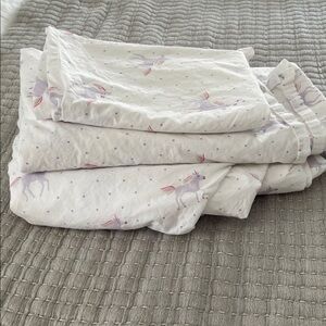 Pottery Barn Kids Unicorn Bedding Set - White and Purple